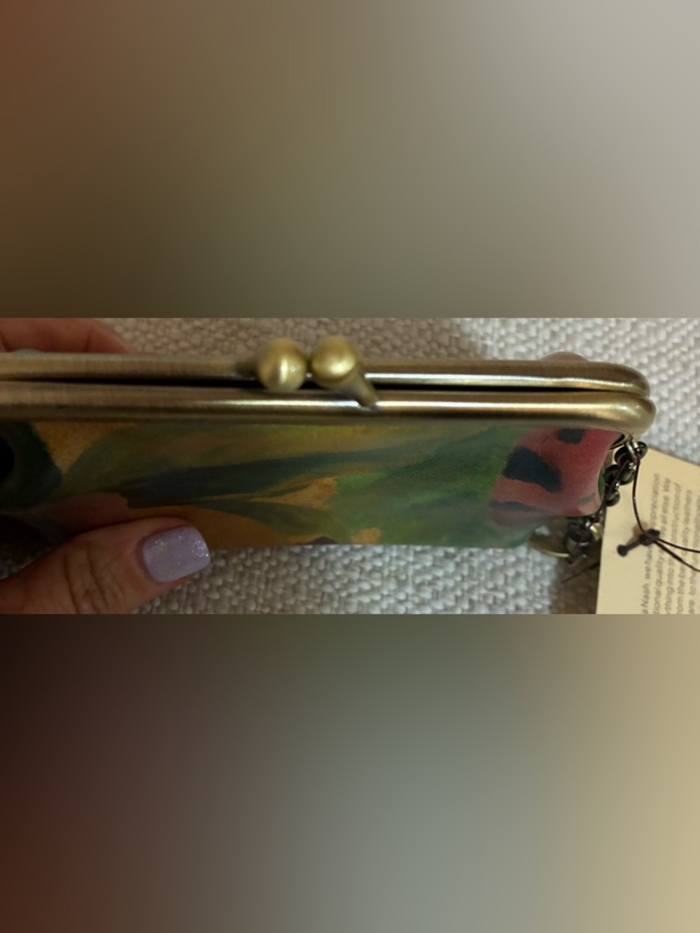 Patricia Nash NWT Multicolor Floral Leather Coin Pouch Keychain - Picture 9 of 11